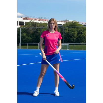 Löwen Hockeyshop adidas adizero T-Shirt in Pink und Royalblau. Kurzer Ärmel, Rundhalsausschnitt.
