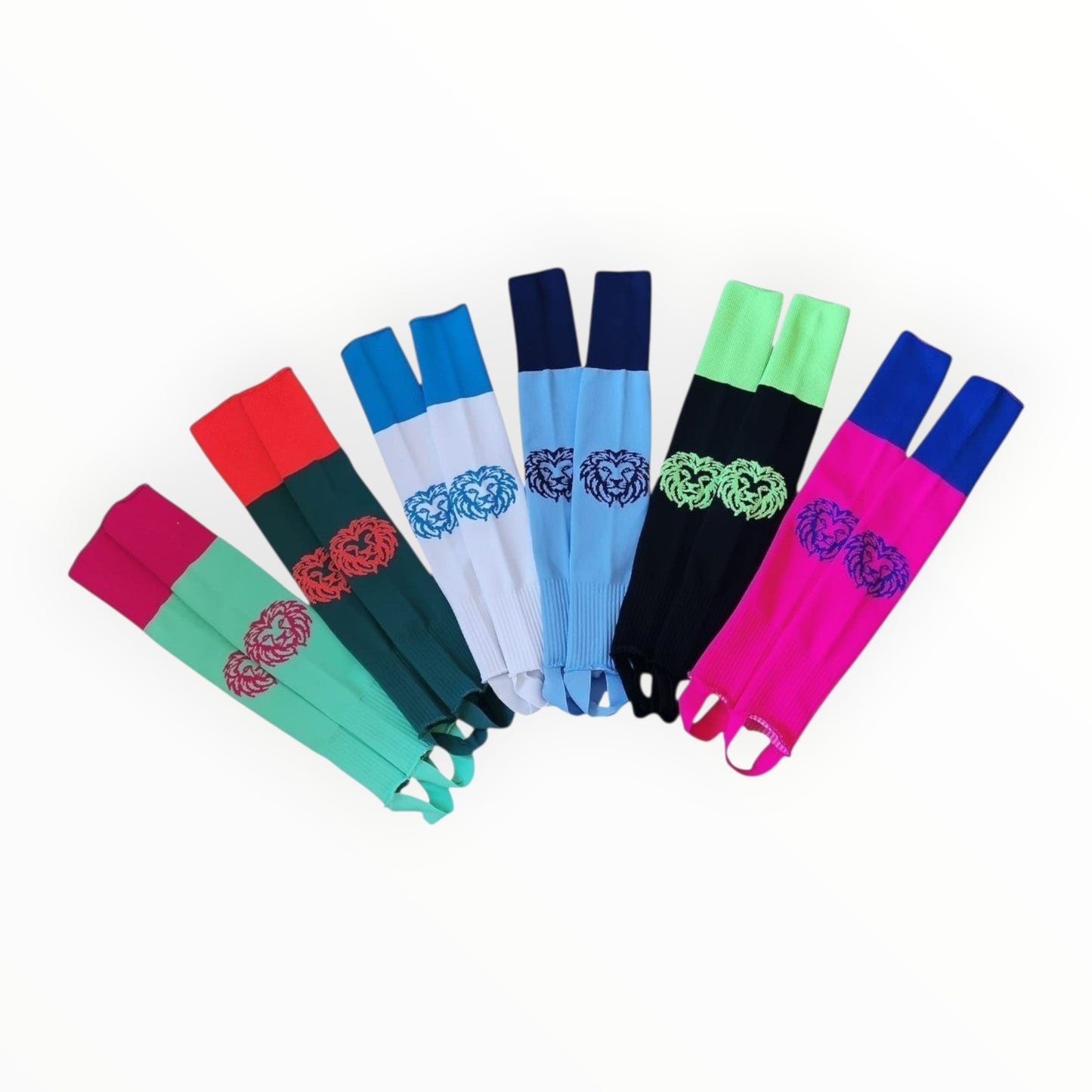 Löwen Hockeyshop Stutzen in verschiedenen Farben mit Löwen-Logo und Schlaufen. Material: Polyester.
